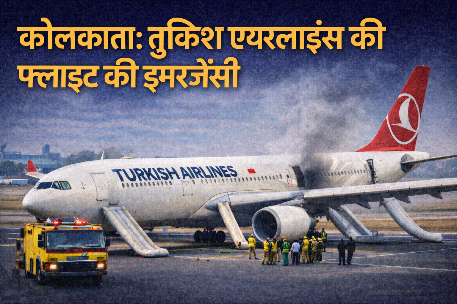 कोलकाता एयरपोर्ट पर तुर्किश एयरलाइंस की फ्लाइट की इमरजेंसी लैंडिंग, रेस्क्यू टीम मौके पर