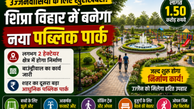 उज्जैन के शिप्रा विहार क्षेत्र में प्रस्तावित नए पब्लिक पार्क की निर्माणाधीन भूमि, जहां यूडीए द्वारा आधुनिक पार्क विकसित किया जाएगा।