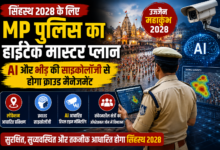 उज्जैन सिंहस्थ 2028 के लिए AI आधारित क्राउड मैनेजमेंट और हाईटेक सुरक्षा व्यवस्था दर्शाता प्रतीकात्मक दृश्य।