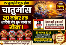 देवशयनी एकादशी 2026, भगवान विष्णु योगनिद्रा, चातुर्मास की शुरुआत और विवाह पर रोक दर्शाता धार्मिक पोस्टर।