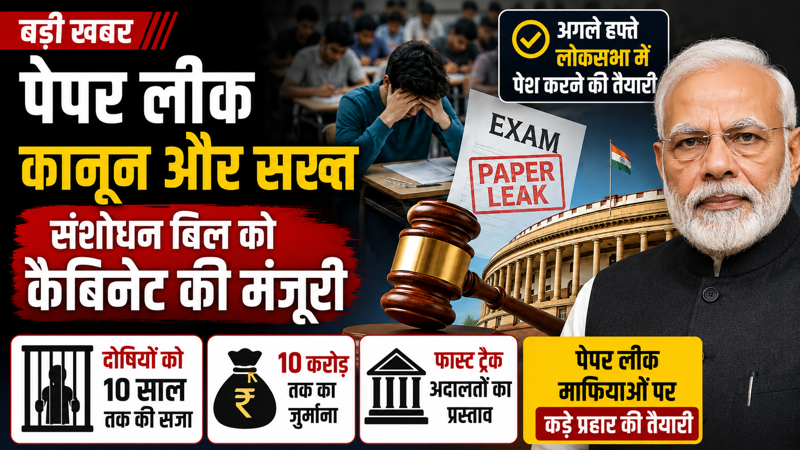 पेपर लीक संशोधन बिल को कैबिनेट मंजूरी, सख्त सजा का प्रस्ताव