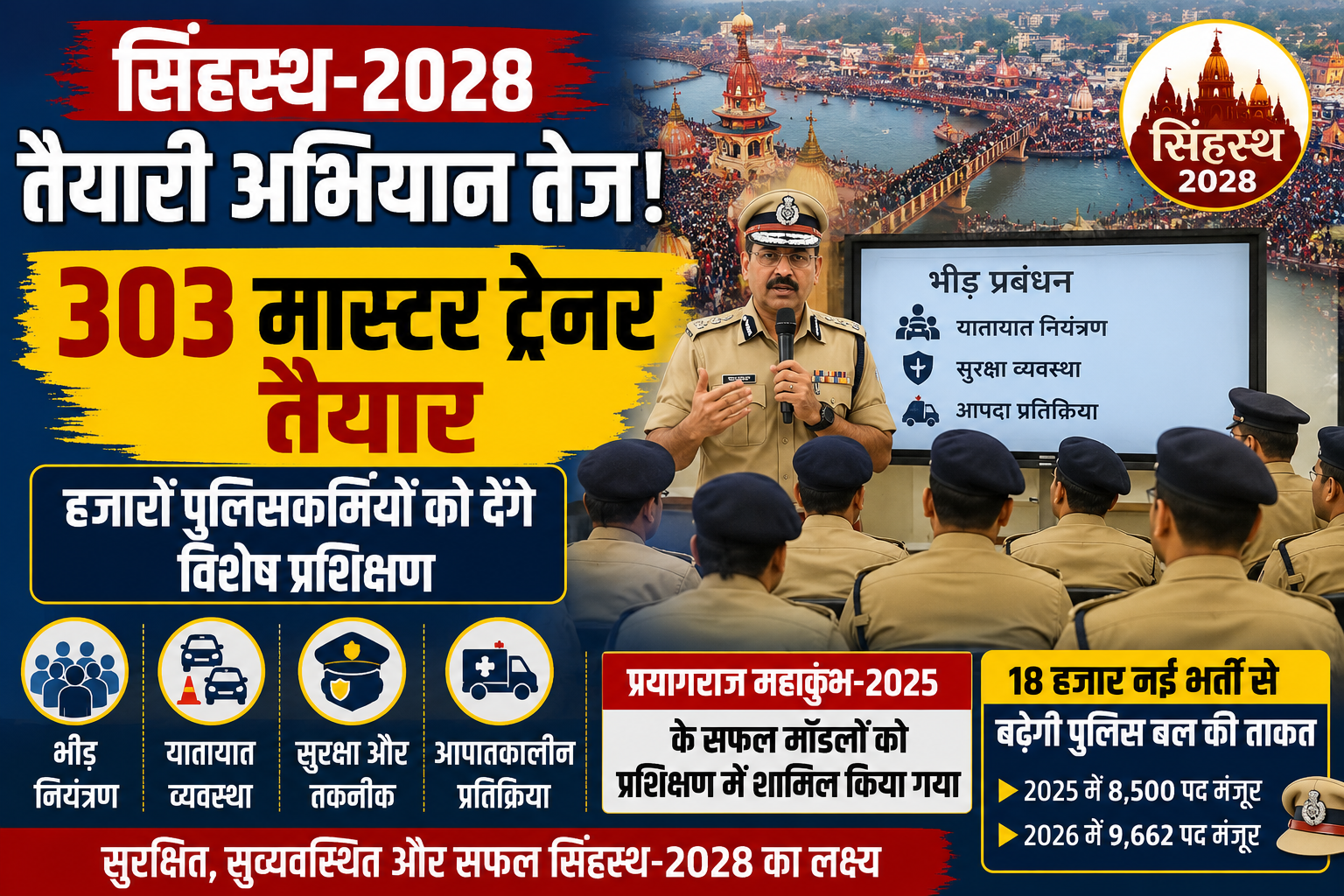 सिंहस्थ-2028 के लिए 303 मास्टर ट्रेनर तैयार, प्रदेशभर के पुलिसकर्मियों को देंगे विशेष प्रशिक्षण