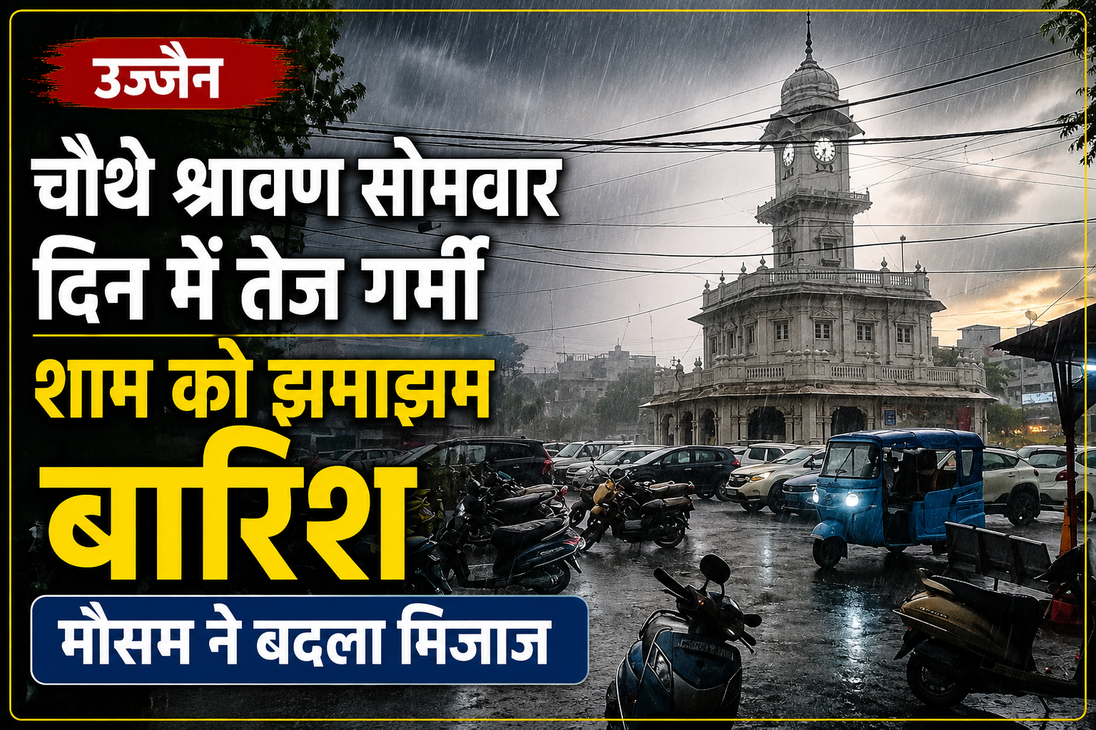 उज्जैन में चौथे श्रावण सोमवार को बदला मौसम, शाम को तेज बारिश