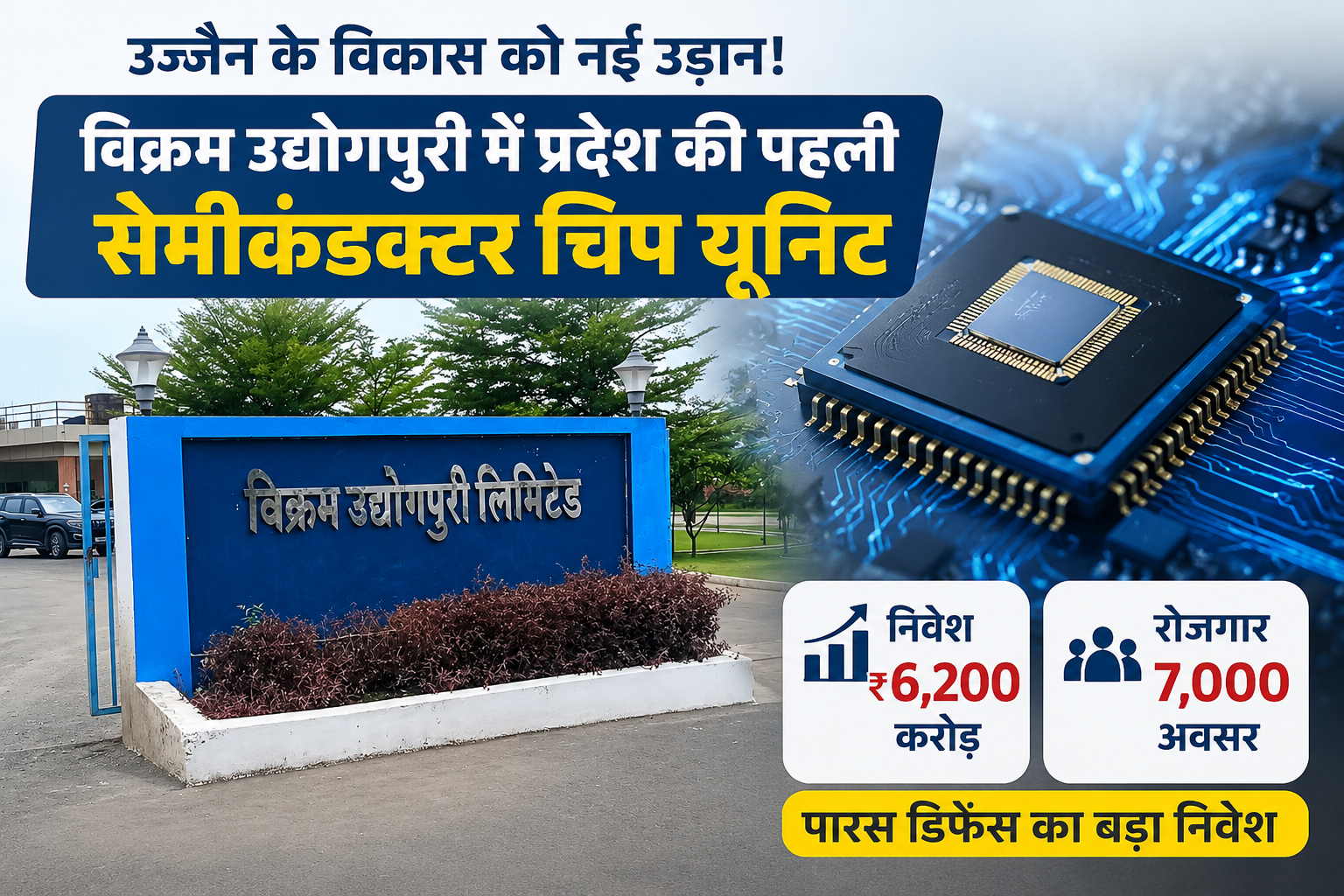 उज्जैन की विक्रम उद्योगपुरी में प्रदेश की पहली सेमीकंडक्टर चिप यूनिट प्रस्तावित है।