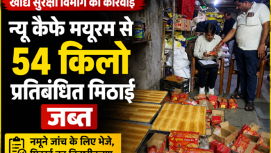 उज्जैन में खाद्य सुरक्षा विभाग की बड़ी कार्रवाई, न्यू कैफे मयूरम से 54 किलो मिठाई जब्त