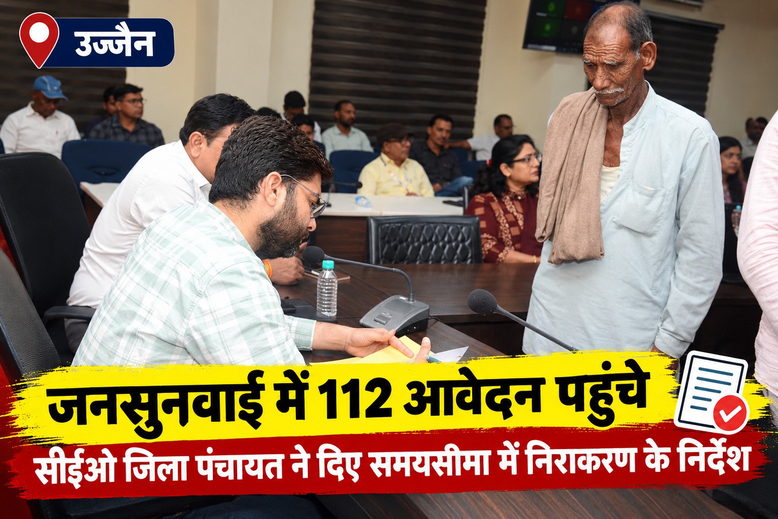 उज्जैन जनसुनवाई में 112 आवेदन, अधिकारियों को समयसीमा में निराकरण के निर्देश