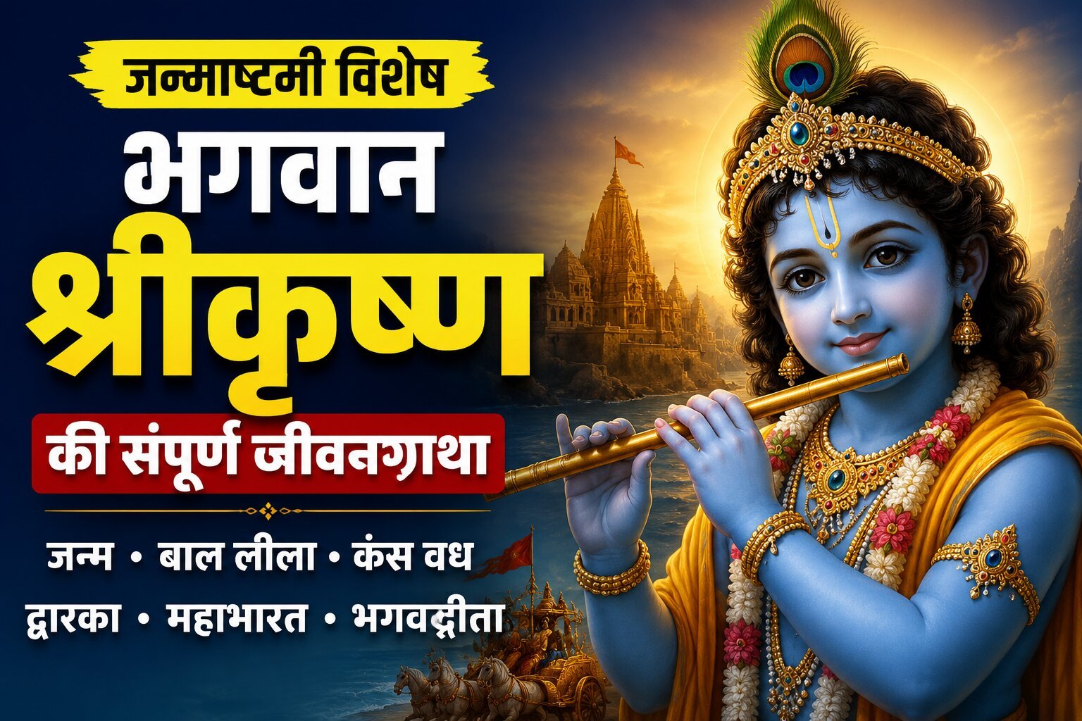 जन्माष्टमी पर जानिए भगवान श्रीकृष्ण की जीवनगाथा, मथुरा से कुरुक्षेत्र तक ऐसे रहा सफर
